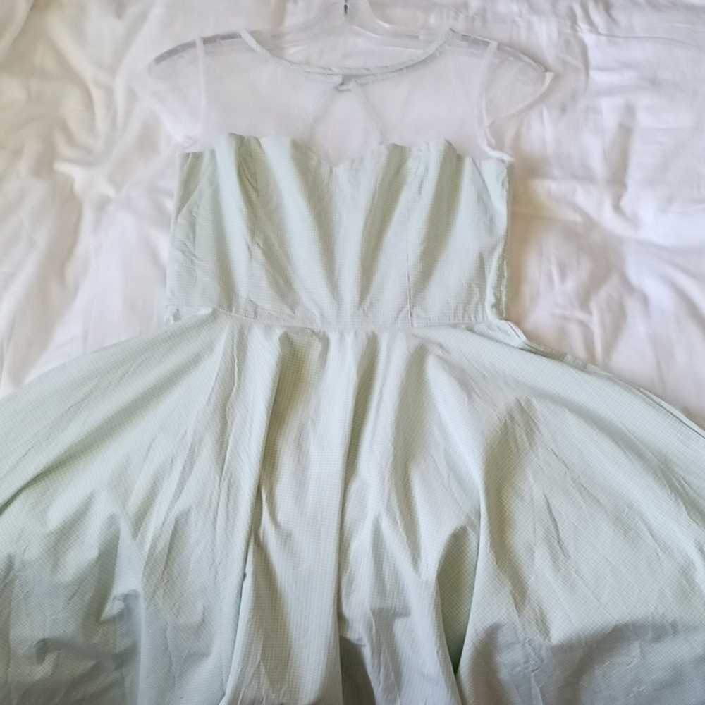 HELL Bunny Green Gingham A-line Retro Rockabilly Dress, Size XS